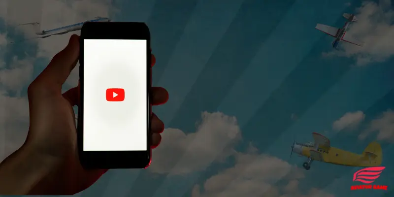 Aviador com streamers do YouTube  