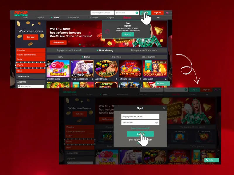 pin up casino login process