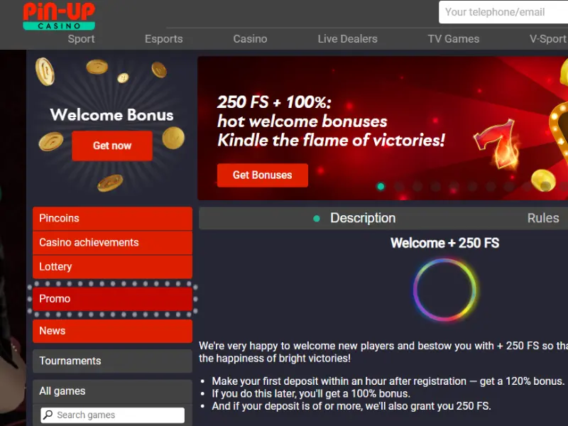 pin up casino bonuses