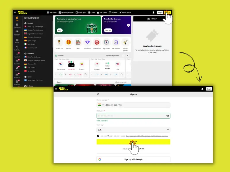 Parimatch Casino Sign-up Process