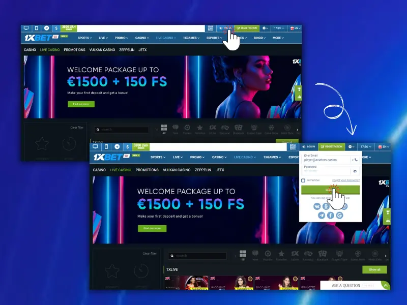 1xbet Casino Login Process