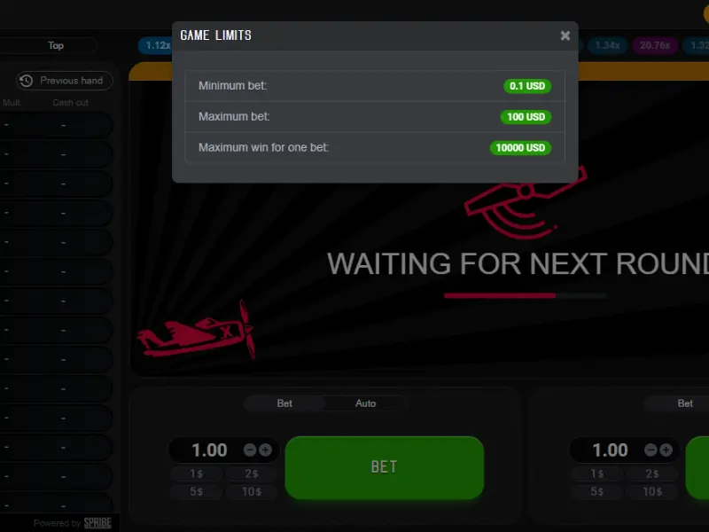 Gaming limits in aviator