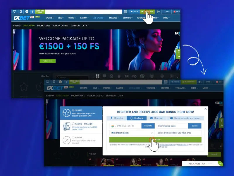 1xbet Casino Sign Up Process